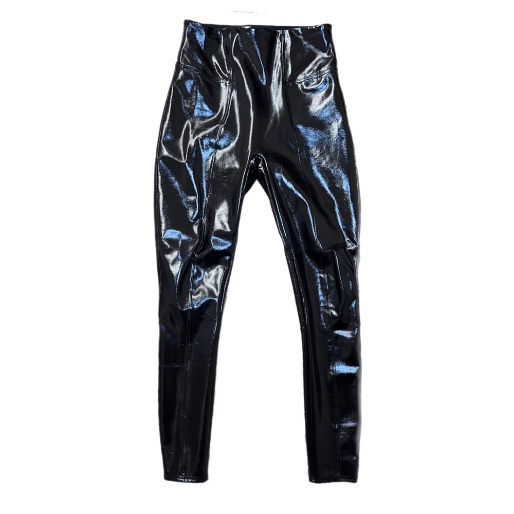 BRAND NEW NEVER WORN SPANX FAUX PATENT LEATHER LEGGINGS - BLACK SMALL